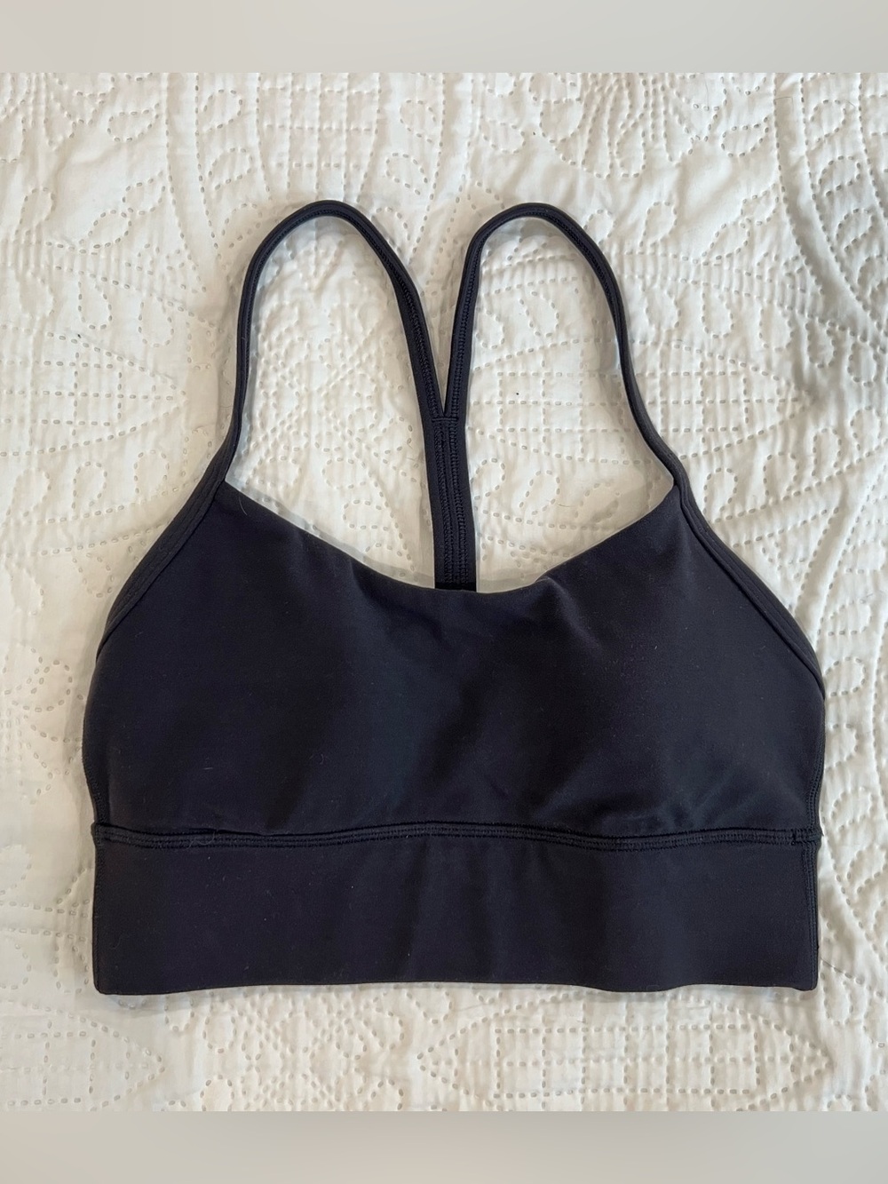 lululemon | Flow Y Nulu Longline Bra *Light Support, A-C Cups, Black, Size 4